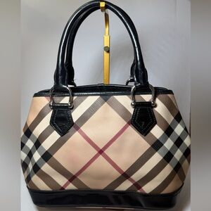 BURBERRY NOVA Check Handbag - Black and Tan